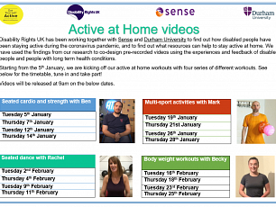 Get Yourself Active at Home – New Timetable